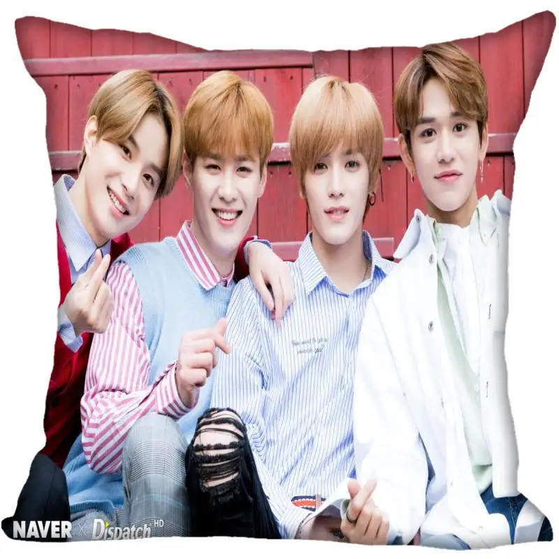 

New Custom KPOP NCT Pillowcases Printed Square Silk Pillowcase Home Decorative zipper Satin Pillowcases (One Side)
