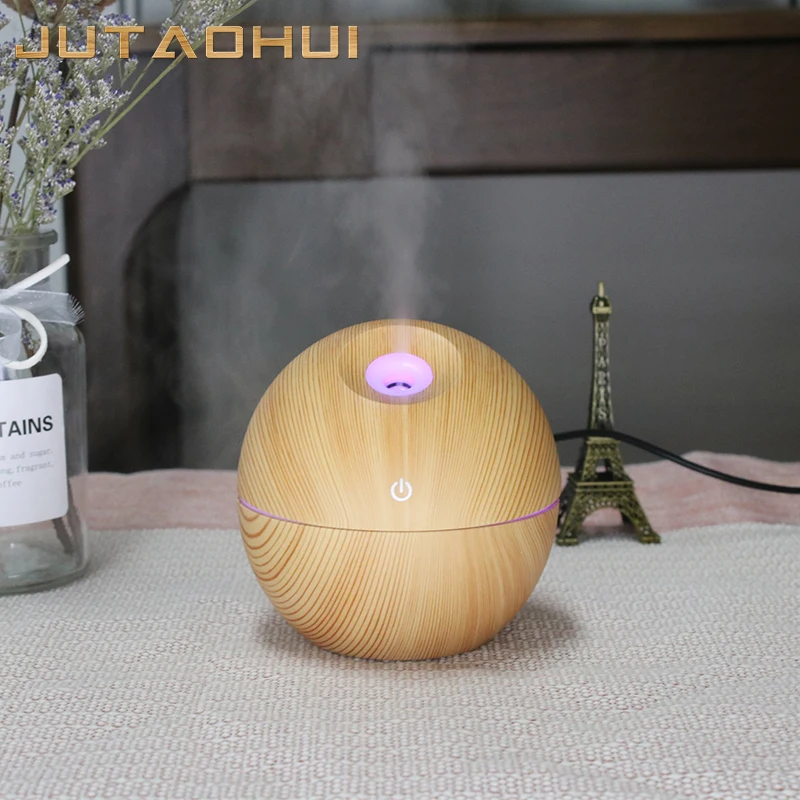 

mini usb 300ml Air Humidifier Wood Grain Aroma Diffuse Desk Humidificador decoration Essential Oil Mist Maker LED Light for Home
