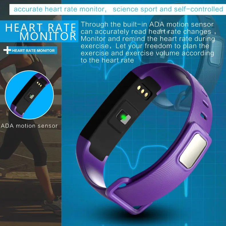 Smart Sport Bracelet Watch Fitness Tracker Smartband Monitoring Wristband Heart Rate Monitor Smart Band