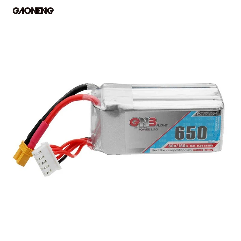 

Gaoneng GNB 14.8V 650mAh 80C/160C 4S XT30 Plug Rechargeable Lipo Battery for RC Models Racing Drone Quadcopter Spare Parts Accs