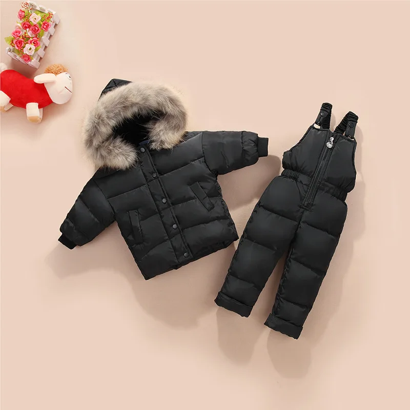 

New Children's Down Jackets Suit Baby Boy Warm Winter Coat Pants 2 Pcs Set Thick Kids Clothes Set
