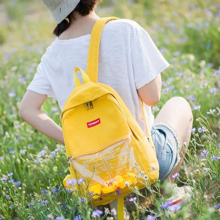 Женские холщовые рюкзаки с мультяшной уткой новая модная Студенческая сумка для