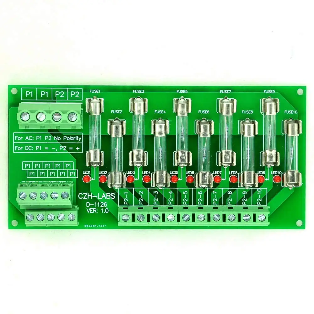 DIN Rail Mount 10 Position Power Distribution Fuse Module Board For AC