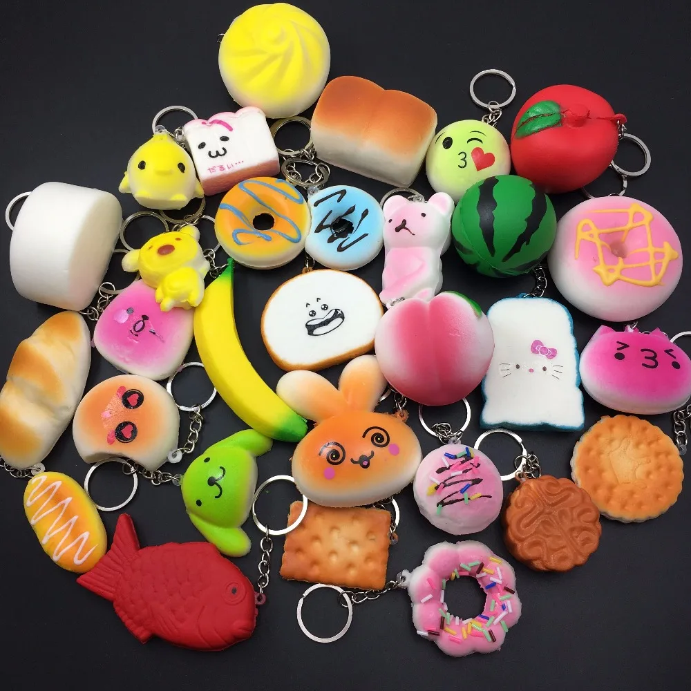 

10PCS Random Squishy Panda Bread Ice Cream Slow Rising Cute Phone Straps Cake Buns Pendant Toy Kid Squeeze Scented Charms