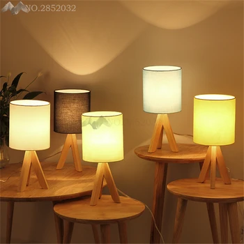

JW Modern Nordic Color Wood Table Lamp Tripod Desk Light for Livingroom Bedroom Children Room Study Reading Fixtures Luminarias