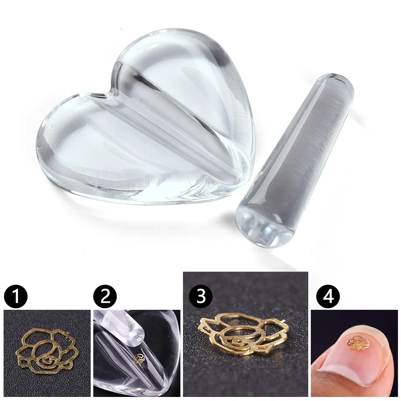 

Nail Tools 1 Set Transparent Hard Plastic Heart Sharp Lamination Mold Nail Decoration Tools Using Decor Nails Stud JH492