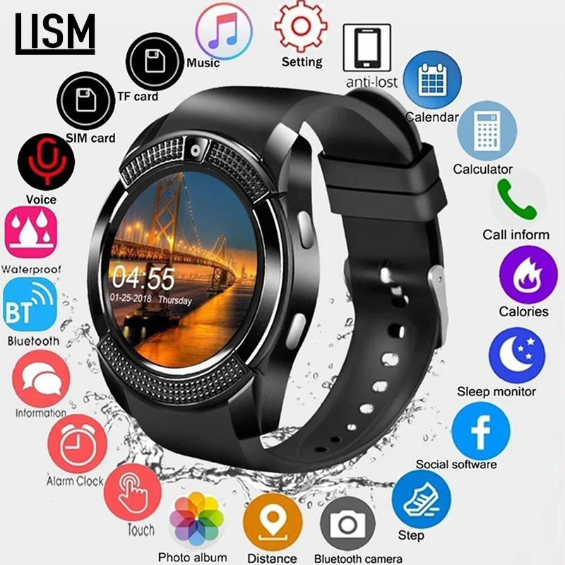 

Smartwatch Touch Screen Wrist Watch with Camera/SIM Card Slot Waterproof Smart Watch Bluetooth movement SmartWatch Men Bluetooth