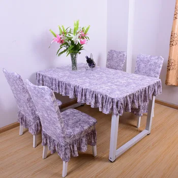 

2018 New cotton Grade Classical Top table cloth chair covers Set 4pcs chair cover+ 1pcs Tablecloth Pastoral cloth sets