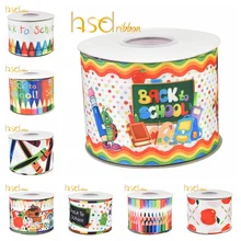 HSDRibbon 22 мм 38 мм 50 мм 75 мм пользовательские печатные обратно в школу серии Grosgrain ленты 50 ярдов/рулон