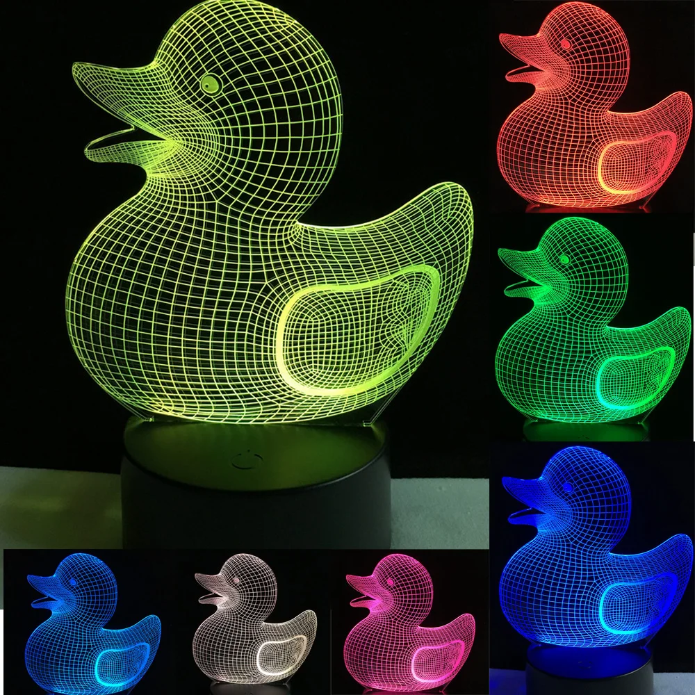 2017 Kawaii животное Желтая Утка 3D USB СВЕТОДИОДНЫЙ светильник креативные Развивающие