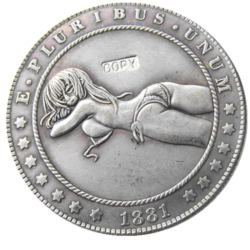 

US Hobo 1881-P-S-O-CC Morgan Dollar Sexy Girl Hand Carved Creative Copy Coins