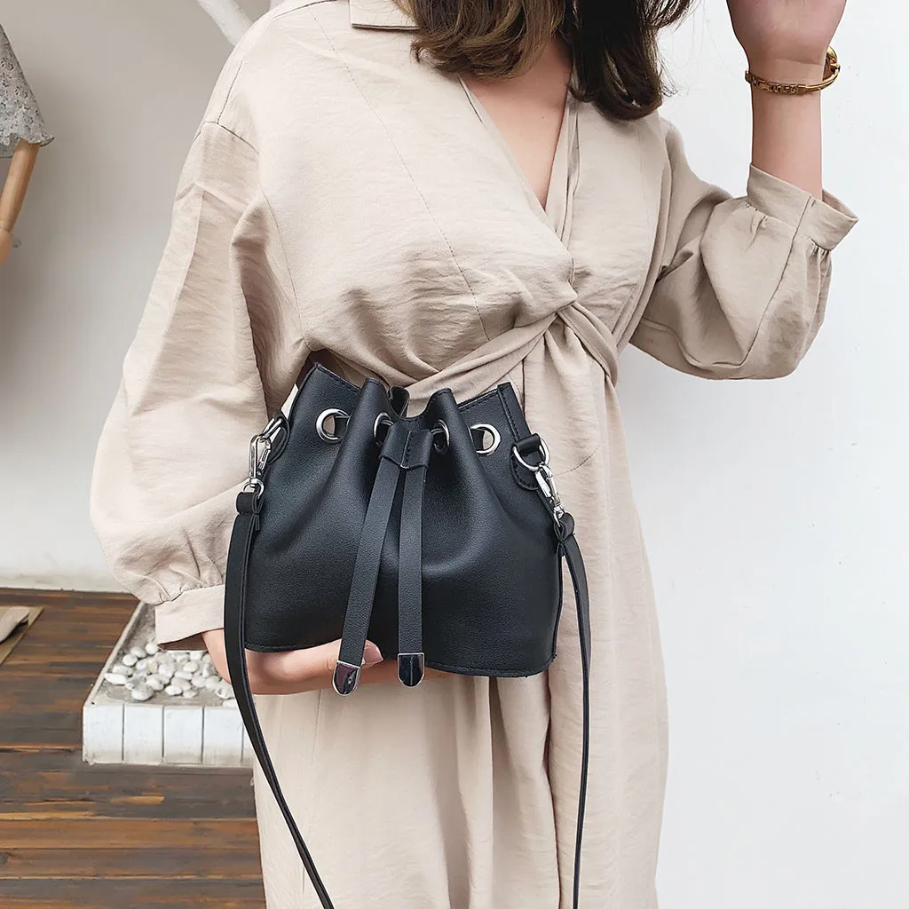 

OCARDIAN Handbag Fashion Simple Women Joker String Crossbody bag Single pure color Drawstring Dumpling Shoulder bag dropship a13
