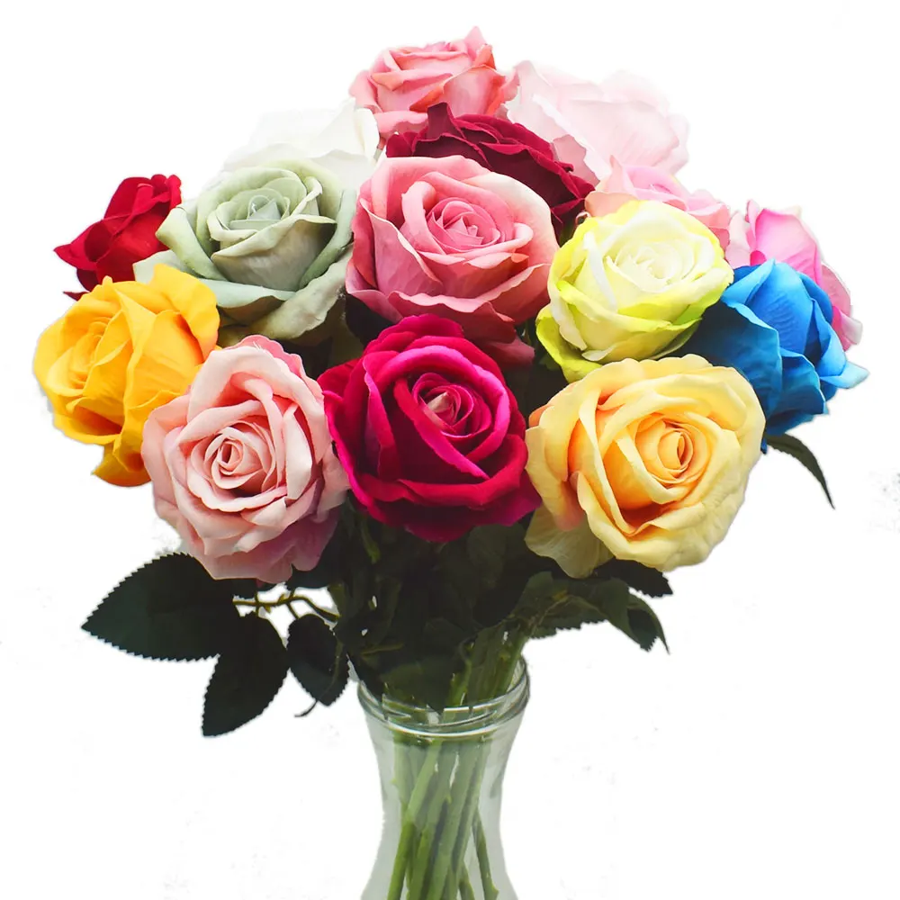 3PCS Silk Rose Artificial Flowers Cheap Fake Flowers High Quality