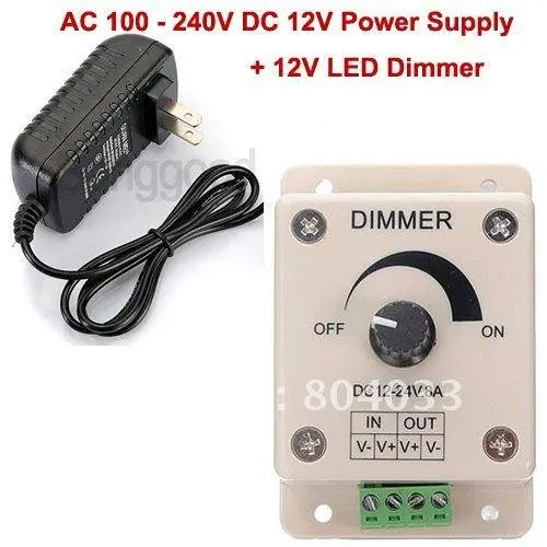 8A LED dimmers Adapter Converter AC110-240V Power Supply + 12V Light Led Dimmer Brightness Adjustable Control Free Shipping | Лампы и