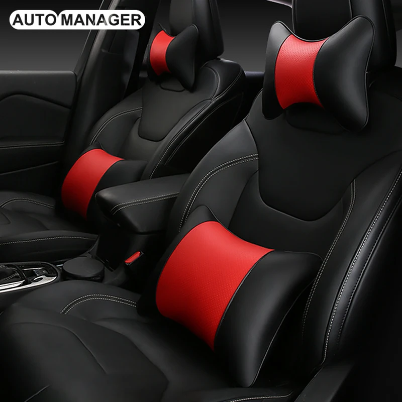 Pu Leather Car Neck Pillows Comfortable Headrest Universal Auto Head