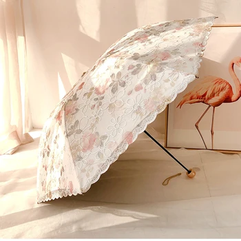 

Strong Small Lightweight Maleta Lace Flower Umbrella Parasol Wedding Cute Luxury Umbrellas Maquiagem Umbrella Women Rain Z693