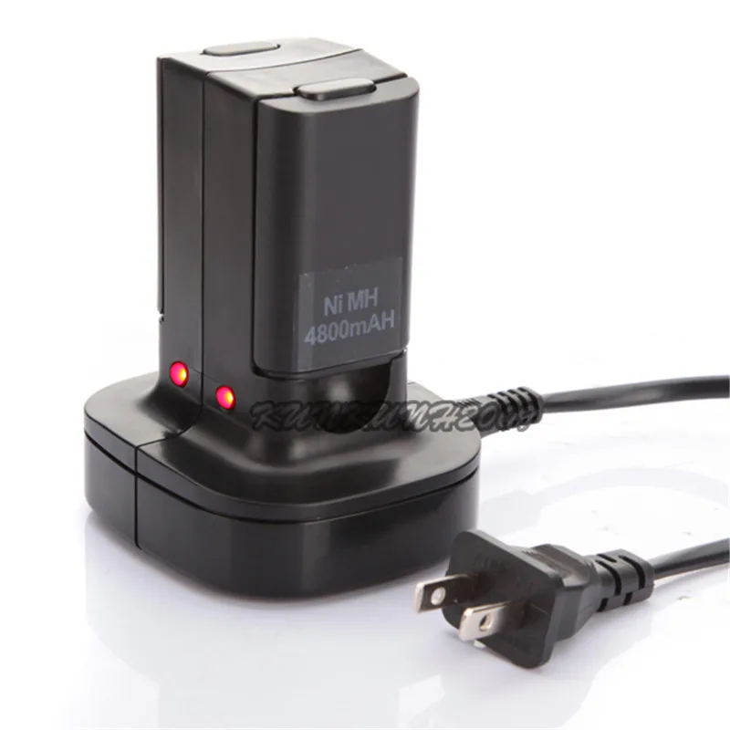 

High Quality Dual Charger Dock Station + 2Pcs 4800mAh Rechargeable Battery for Xbox 360 Controller Battery Replacement Kits