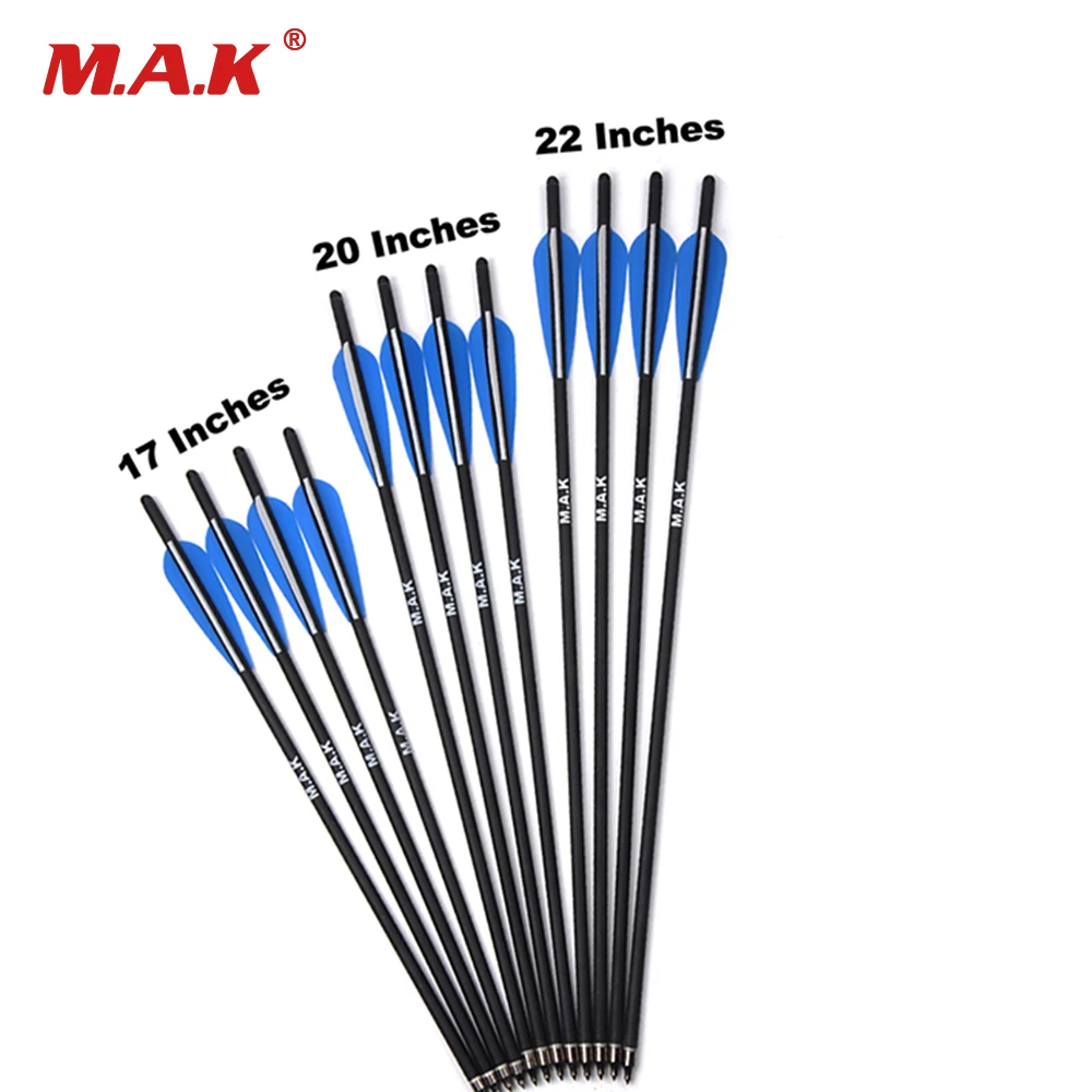 Online 6 12 24 stücke Armbrust Bolzen Pfeile 17 20 22 Zoll Mix Carbon Pfeil Bogenschießen mit 125 korn Pfeil Punkt