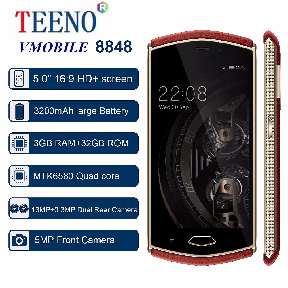 TEENO Vmobile 8848 Mobile phone Unlocked Smartphone Android 7.0 5.0inch HD Screen 3GB RAM 32GB ROM 8MP Daul Camera Cell phone TEENO Vmobile 8848 Mobile phone Unlocked Smartphone Android 7.0 5.0inch HD Screen 3GB RAM 32GB ROM 8MP Daul Camera Cell phone