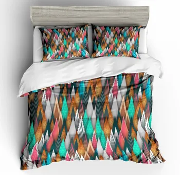 

Colorful Geometric Printing Bedding Set Duvet Cover Pillowcases 2019 Spring QH34 Comforter Covers Single Double Queen King Size