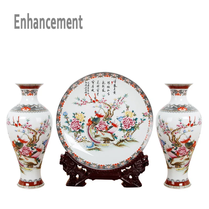 

New Arrival Antique Jingdezhen Ceramic Vase Platet Set Classical Chinese Traditional High Grade New Vases Flower Porcelain Vase