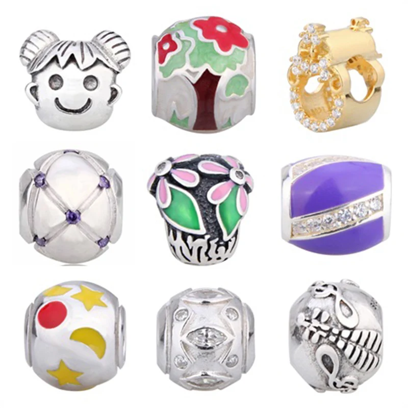 

2017 New Arrival 925 Silver strawberry Tree Toilet glas Girl Charm Beads Fit Authentic Pandora Bracelets Charms Beads Jewelry