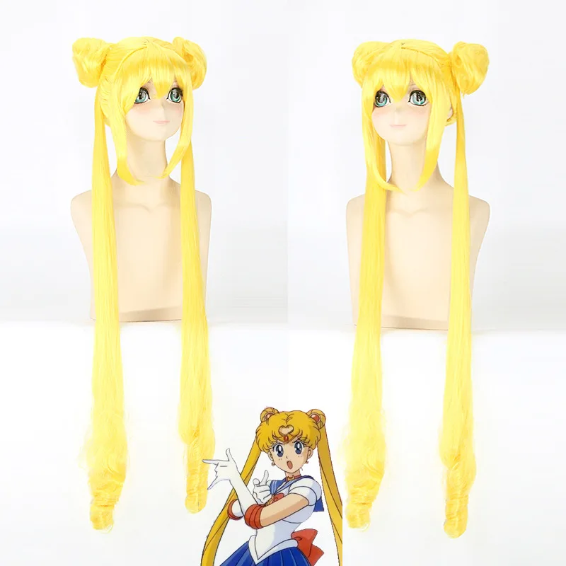 Sailor Moon Tsukino Usagi and Chibi США карнавальный парик матросский лунный женская мода 120 см
