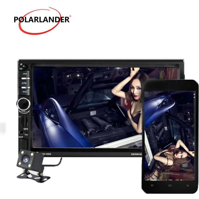 2 Din Car Radio 7''Touch Screen Player+Rear Camera Bluetooth GPS Navigation Mirror Link Screen Mirror For Android Phone With Map