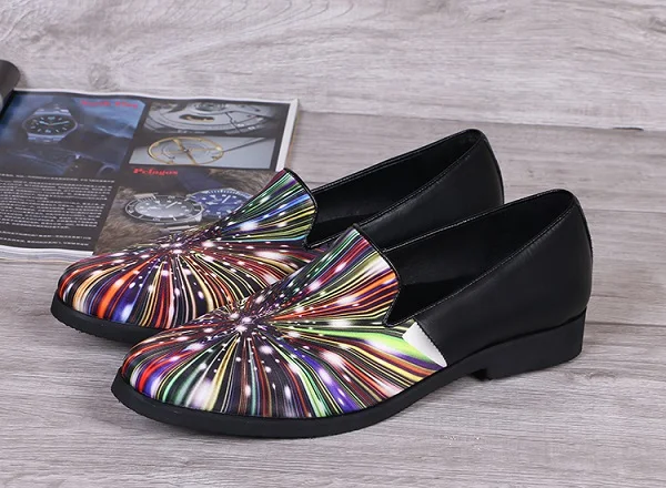 

Men Fashion Colorful Round Toe Leather Shoes Shoes Men Evening Party Stage Dress Shoes Flats