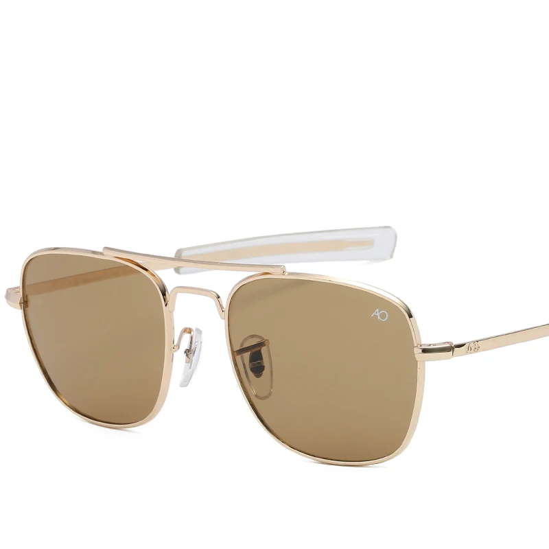 С чехлом авиационные солнцезащитные очки AO мужские роскошные брендовые дизайнерские солнцезащитные очки es для мужчин американская армейская Военная оптическая стеклянная линза - Цвет линз: 8054-C4-CASE