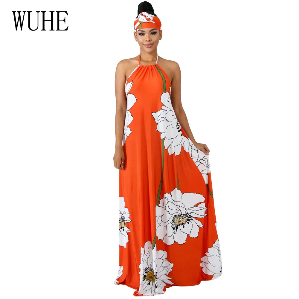

WUHE Plus Size Summer African Clothes For Women Long Floral Print Maxi Dress Bazin Pattern Print Dashiki Dresses Robe Femme