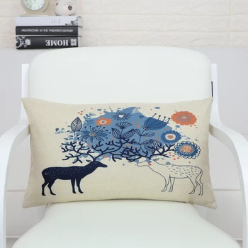 

Rectangle decorative Home Textile deer Cushion Cover Lumbar pad almohada soft seat car linen suit cushion pillowcase 30x50 BO-2