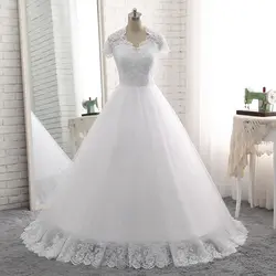 Favordear Vestido De Noiva See Through Назад Кружева свадебное платье; Robe De Mariage Рубашка с короткими рукавами Кружева Аппликации Свадебные платья