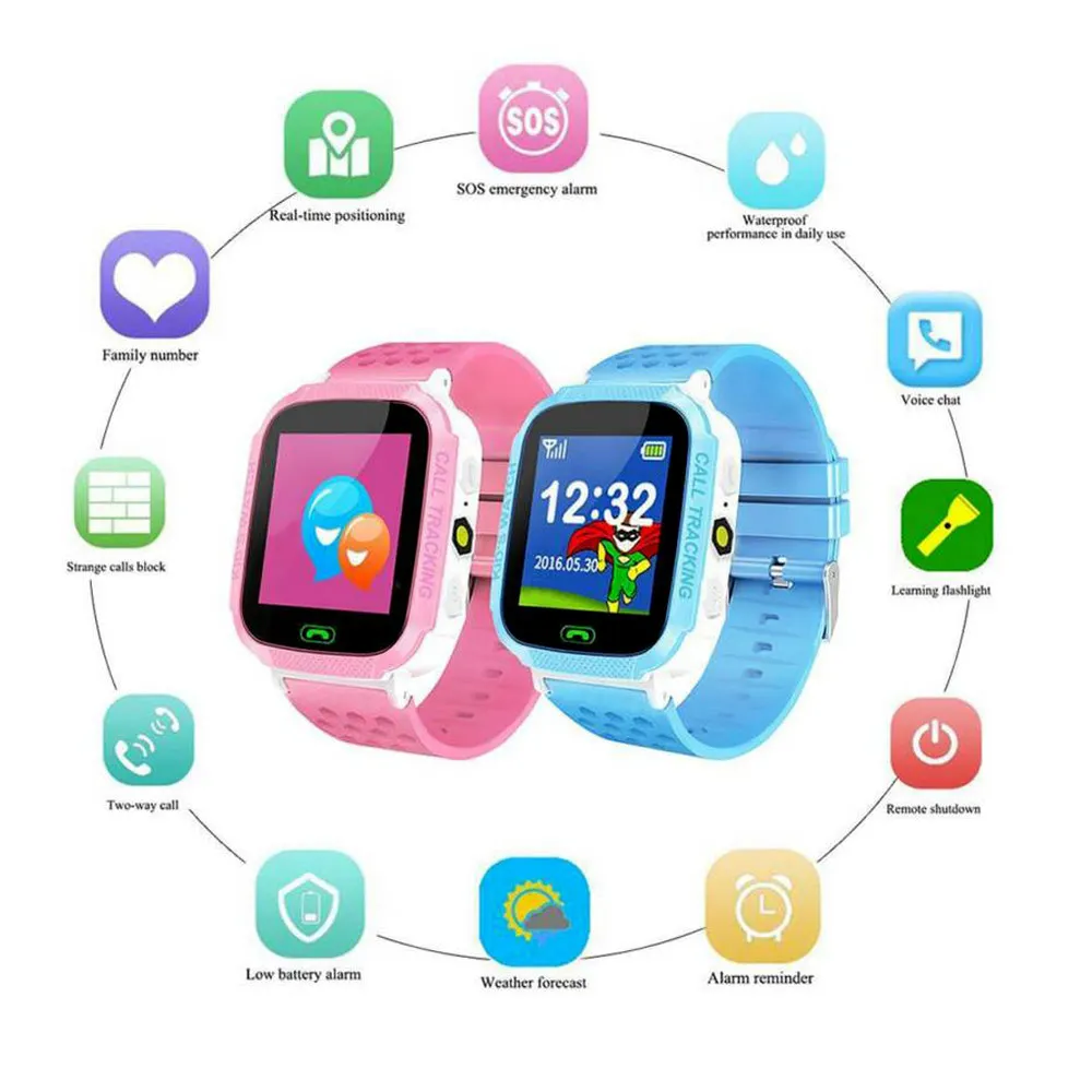  Kinder Smart Uhr Anti Verloren Kind GPS Tracker SOS Positioning Tracking Praktische Kompatibel Smar