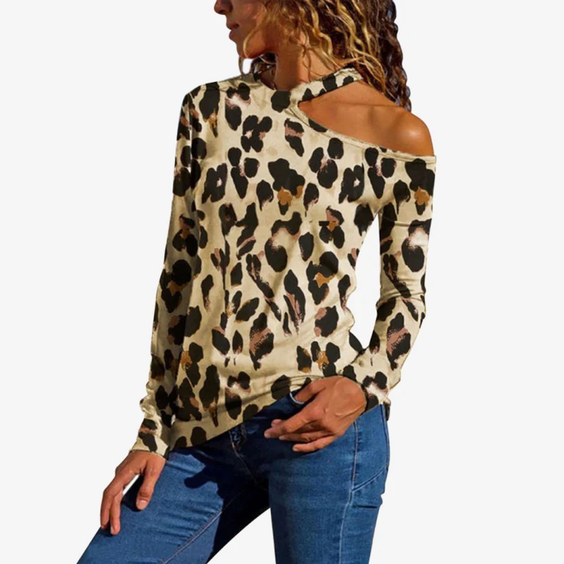 Plus Size Leopard Printed Halter Women Shirt Sexy Off Shoulder Long Sleeve Female Blouses Spring Fashion Casual Slim Woman Tops Plus Size Leopard Printed Halter Women Shirt Sexy Off Shoulder Long Sleeve Female Blouses Spring Fashion Casual Slim Woman Tops