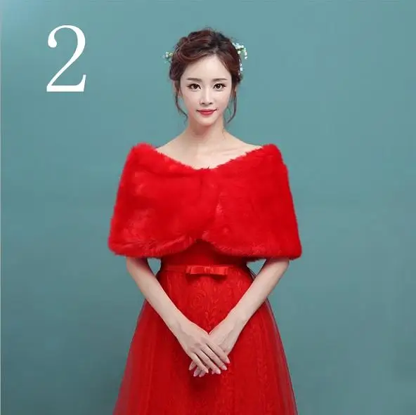 2019 Новое поступление искусственный мех красный Cheongsam Куртки wrap Болеро Пальто wrap s шаль накидка Свадебная шаль Свадебные аксессуары