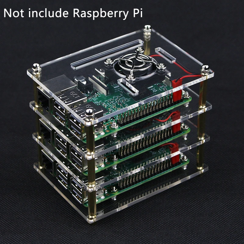 

For Raspberry Pi 4 Multi-layer Acrylic Case 2/3 Layers Box Shell with CPU Fan Cooler Cover for Raspberry Pi 3 Model B 3B Plus 2B