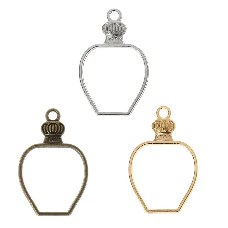 

10Pcs Drift Bottle UV Frame Pendant Open Bezel Setting UV Resin Jewelry Making