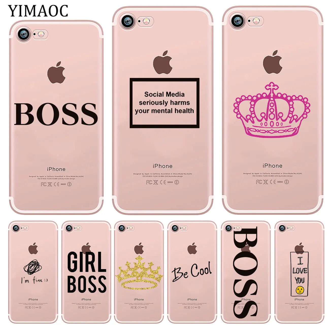 

Social Media seriously harms your mental health BOSS Soft Silicone Case for iPhone XR X XS 11 Pro Max 5 5S SE 6 6S 7 8 Plus 10
