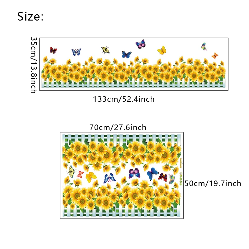 Настенные наклейки с подсолнухами для гостиной, спальни, настенные наклейки, художественный Декор для дома, цветные виниловые обои с бабочкой dc42