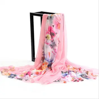 

Hot Chiffon Floral Cover-Ups Women Ladies Print Scarf Shawl Scarves Long Wraps Bikini Cover Ups Beach Clothing Swimsuit