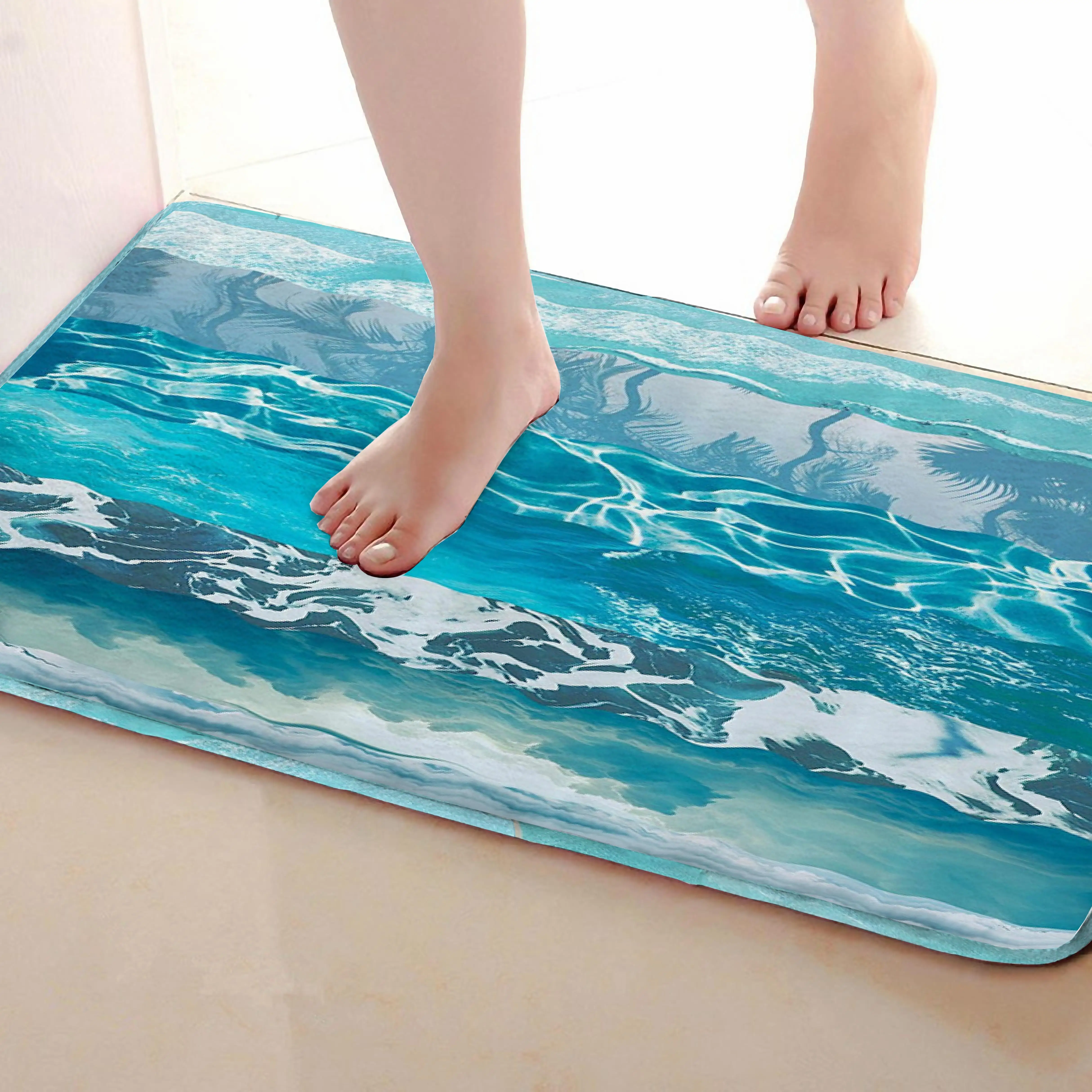 Морской волны Стиль Коврик для ванной комнаты, смешной Противоскользящий коврик для ванной, занавески для душа s аксессуары, соответствующие вашей душевой занавеске