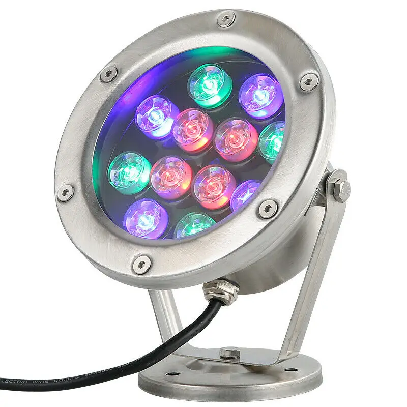6 Вт/12 Вт/18 Вт/24 Вт/36 Вт IP68 светодиодный подводный светильник RGB на открытом воздухе Водонепроницаемый цветной водный Точечный светильник бассейн светильник Фонтан светильник