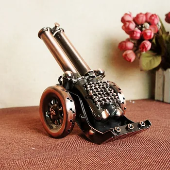 

Antique weapon door-shaped mortar pure-handed retro-ancient iron-made steel cannon model home decor