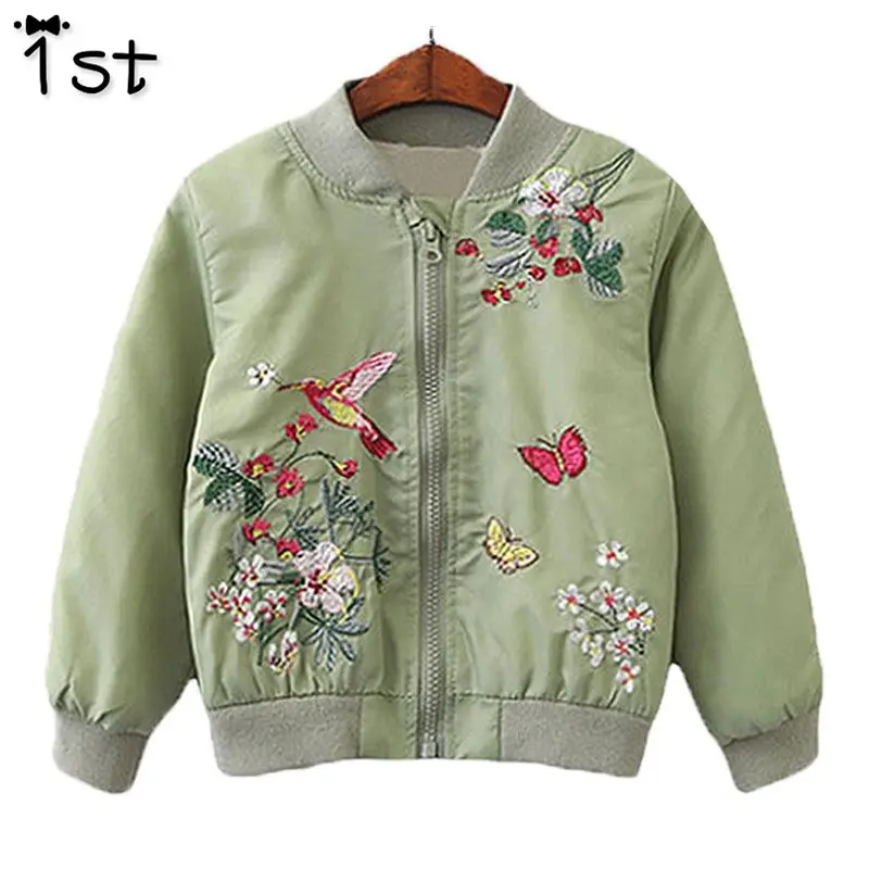 

1st Girls Winter Jacket New Fashion Embroidered Coat Long Sleeve Top Kids Clothing Flowers Butterfly Boutique Brand k1