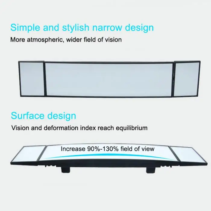 Carro Grande Curva Convexo Interior Refletor Clipe Tri-fold Panorâmica Espelho Retrovisor F-melhor 6 Carro grande curva convexo interior refletor clipe