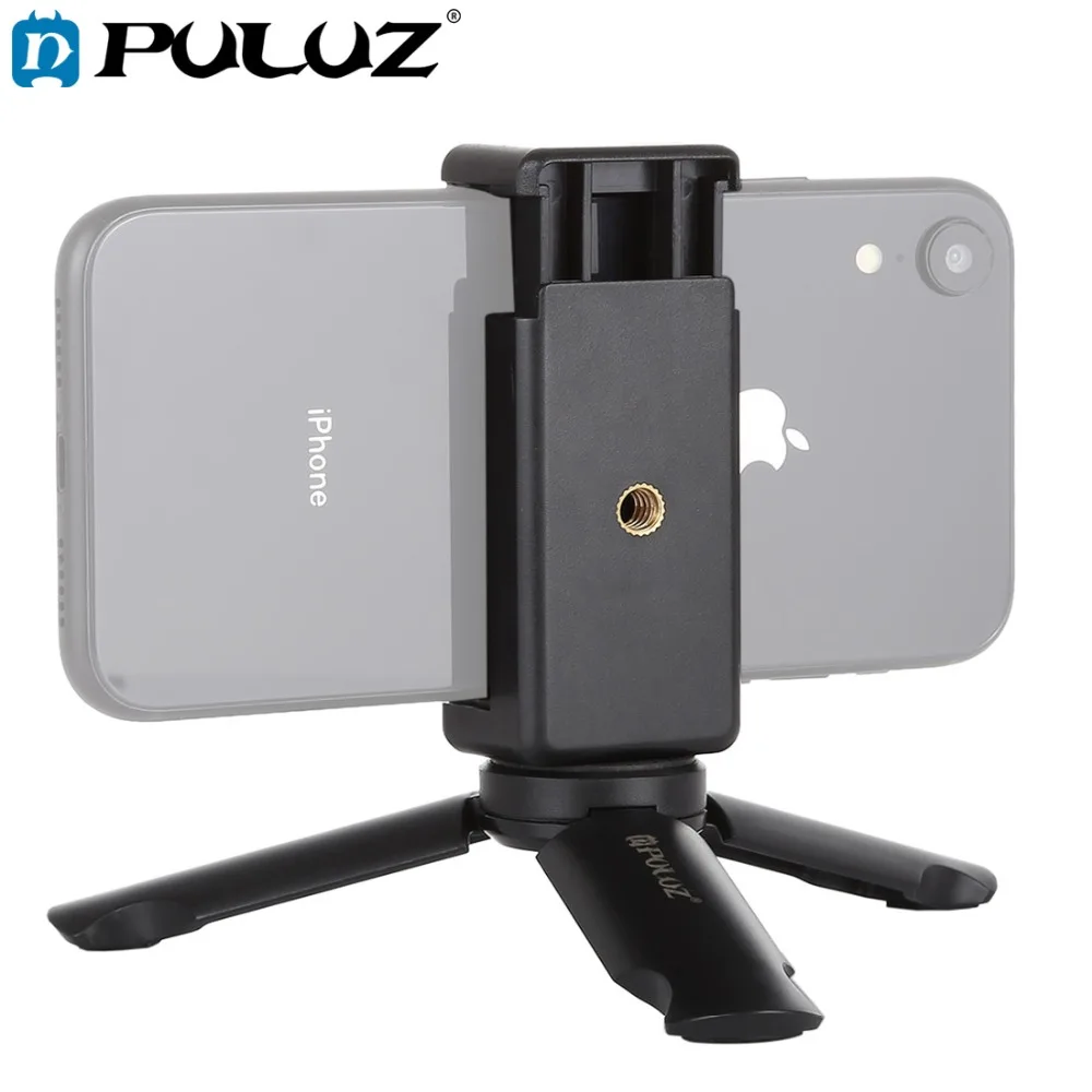 PULUZ-Mini-Portable-Folding-Plastic-Stand-Tripod-Tripode-Universal-Phone-Clamp-Bracket-Smartphones-Holder-Clip-for