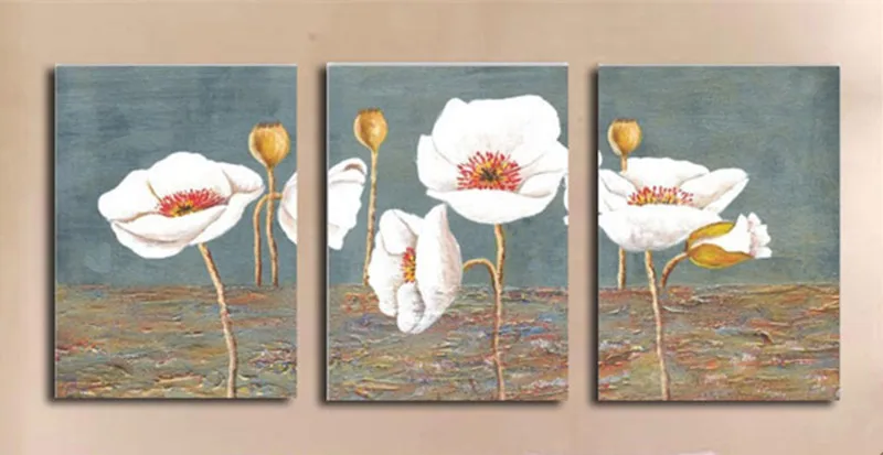 Handgemalte Abstrac Weiss Blumen Olgemalde Auf Leinwand Handgefertigte Acryl Blumenbilder Set Moderne Wandkunst 3 Panel Bilder Oil Painting White Flower Oil Paintingpaintings On Canvas Aliexpress