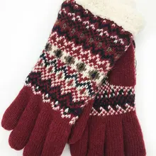 Новинка, зимние женские вязаные перчатки, толстые теплые шерстяные перчатки с цветными полосками, нескользящая одежда, парные варежки для мужчин, ручная работа