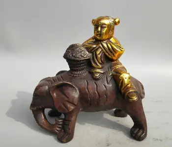 

Collection archaize brass boy Riding elephant statue